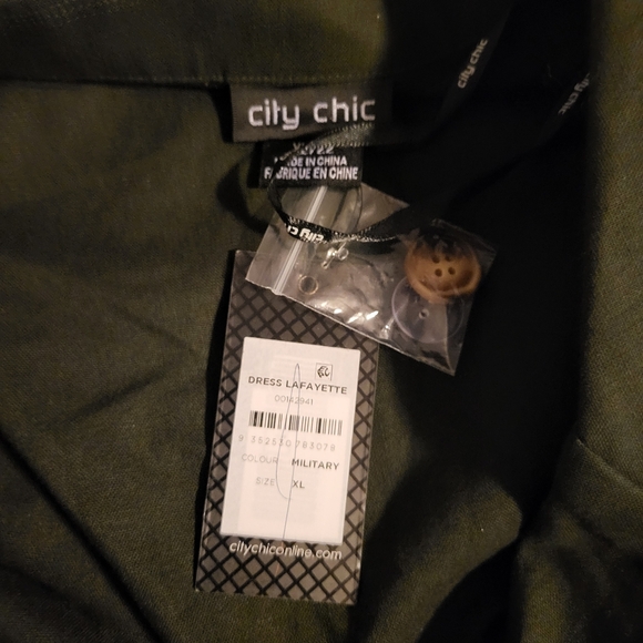 NWT City Chic Women Dress Lafayette, Size XL/22, Green, Linen Blended, Office - Picture 10 of 16